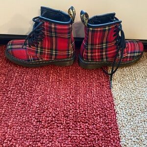 Little girls Dr Martens Plaid Red Kids Boots